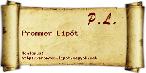 Prommer Lipót névjegykártya